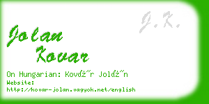 jolan kovar business card